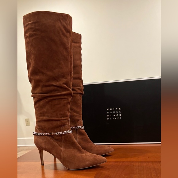 WHBM Whisky Colored Alivia Chain Slouchy Knee-High Boot, size 8.5 - Picture 3 of 16